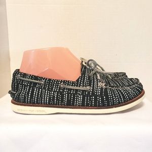 Sperry Leather Top Sider Gold Cup Black/White Size: 6.5